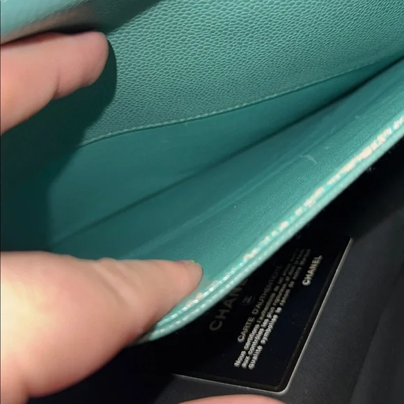 CHANEL Turquoise Seafoam green caviar leather classic briefcase Kelly top handle - Picture 12 of 16